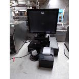 Retail set up EPOS system with a touch screen computer, cash drawer, printer and scanner plus a