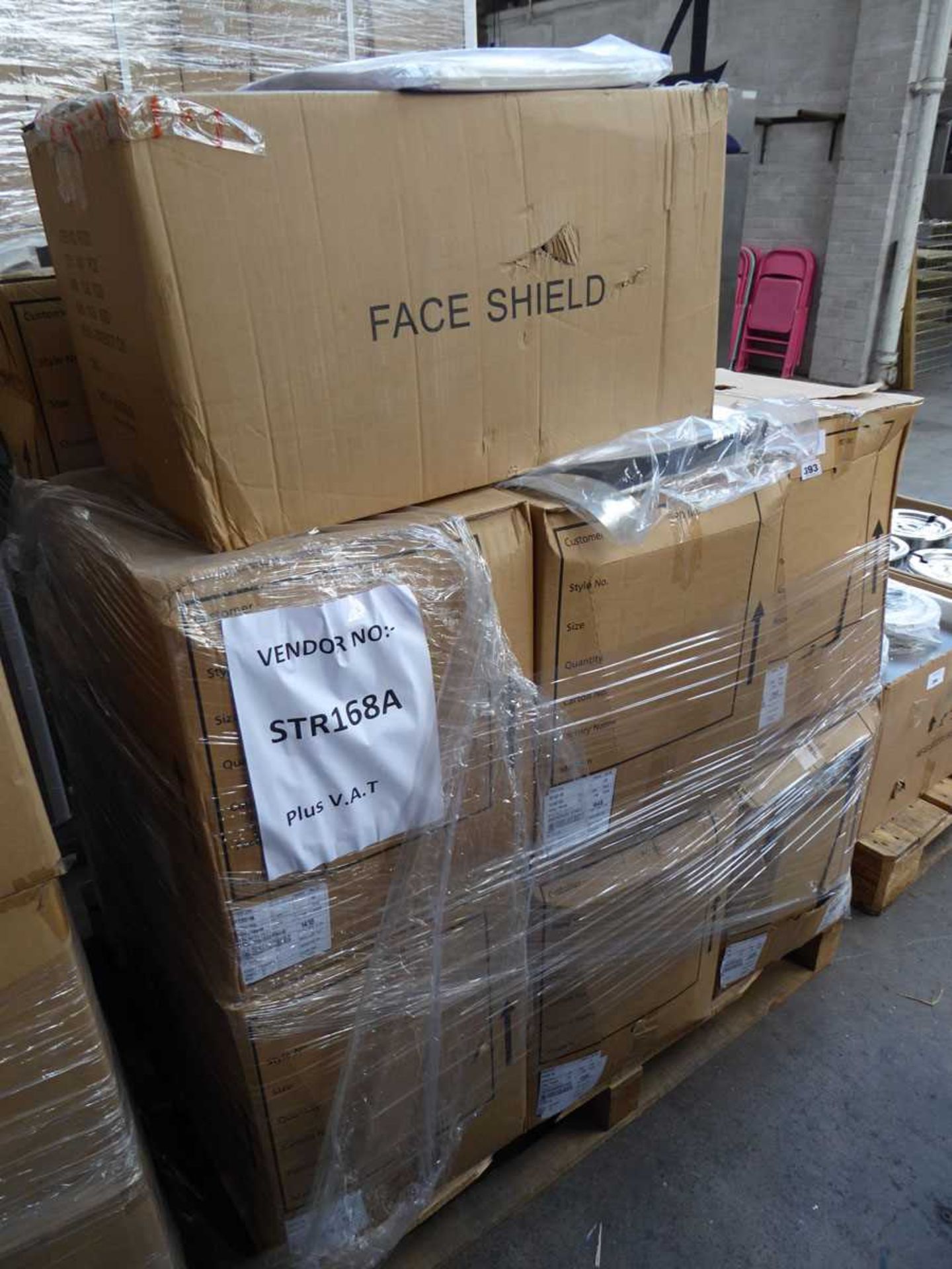 Pallet of face shields