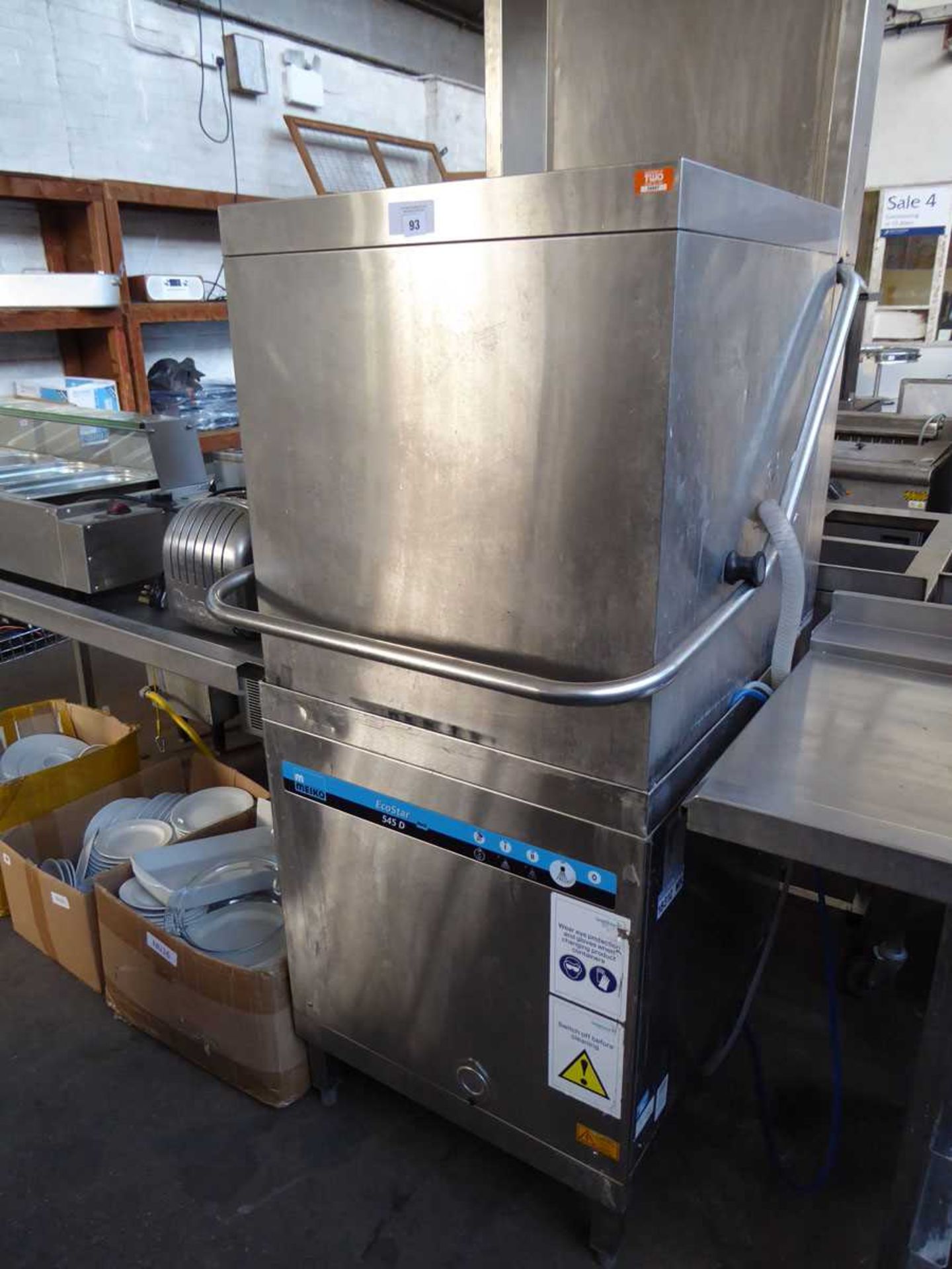 +VAT 62cm Meiko model Ecostar 545D lift top pass through dishwasher with integrated extractor unit - Image 2 of 6