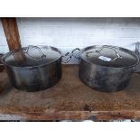 +VAT 2 Nisbet stainless steel cooking pots with handles and lids
