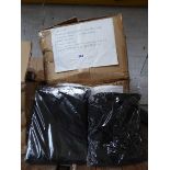 2 x boxes containing a large quantity of mostly black table cloths in assorted sizes
