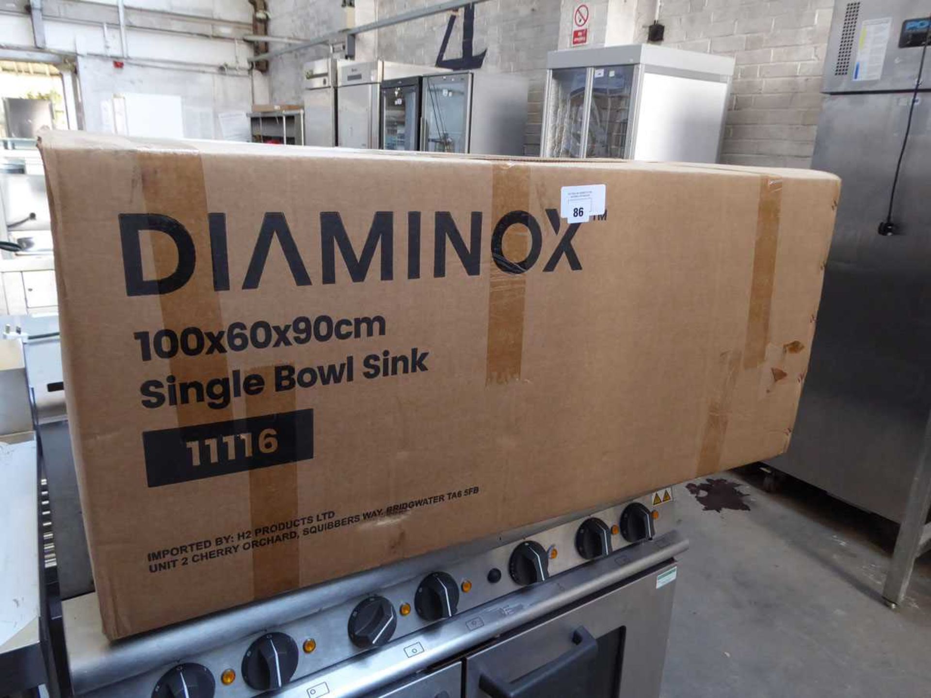 +VAT 100cm Diaminox single bowl sink unit with drainer (boxed) - Image 2 of 2