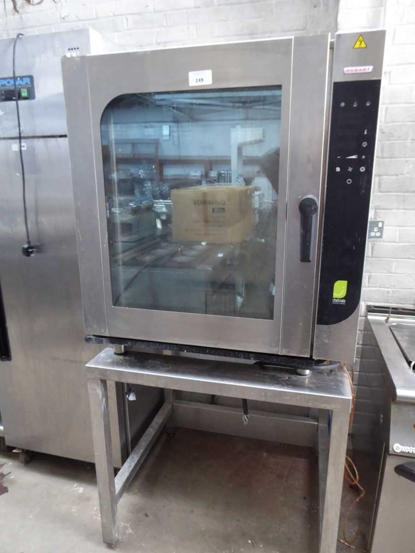 +VAT 90cm electric Hobart model CME10 10 grid combination oven on stand We are unsure of the history