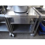 +VAT 74cm stainless steel heavy duty mobile table with a shelf and drawer under