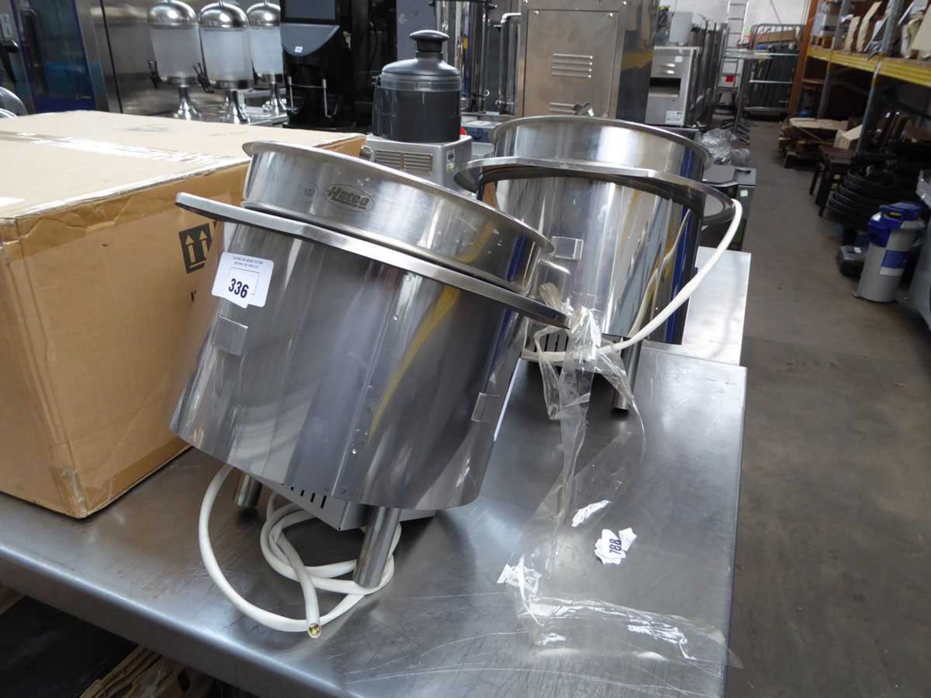 +VAT 2 x Hatco model RHW-1B inbuilt counter soup kettles