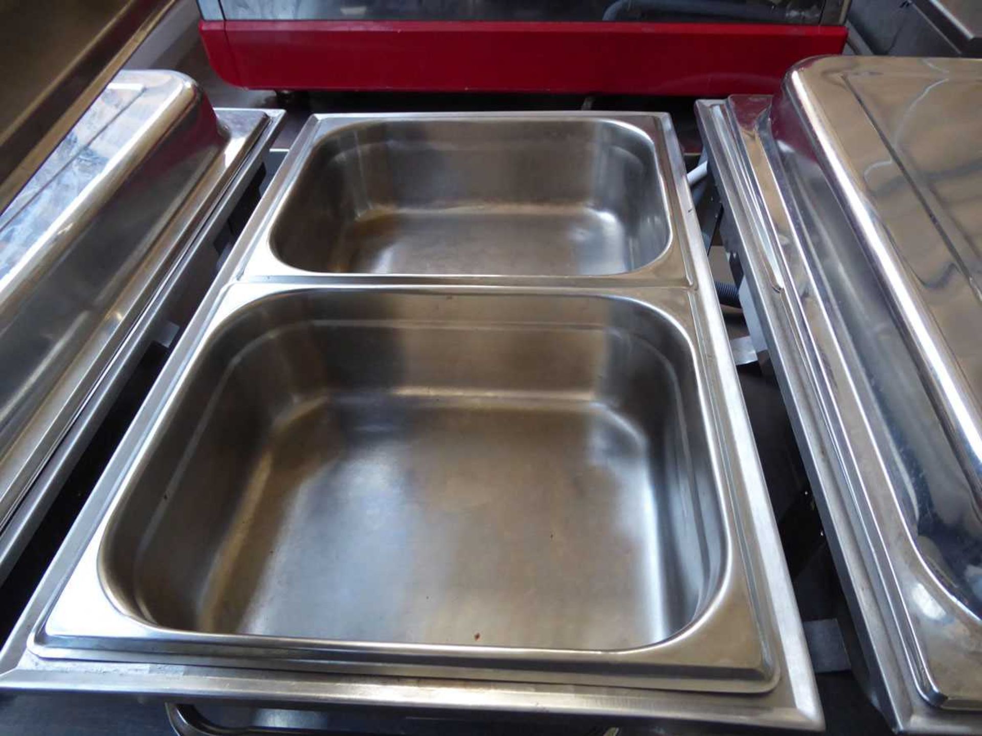 3 chafing dishes with bain-maries, lids and gel chafing fuel - Image 2 of 2