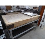 +VAT 130cm Butchers block with heavy wooden slab, plus galvanised frame