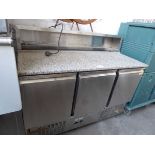 +VAT 135cm Adexa PHS903 3-door saladette/pizza prep counter fridge