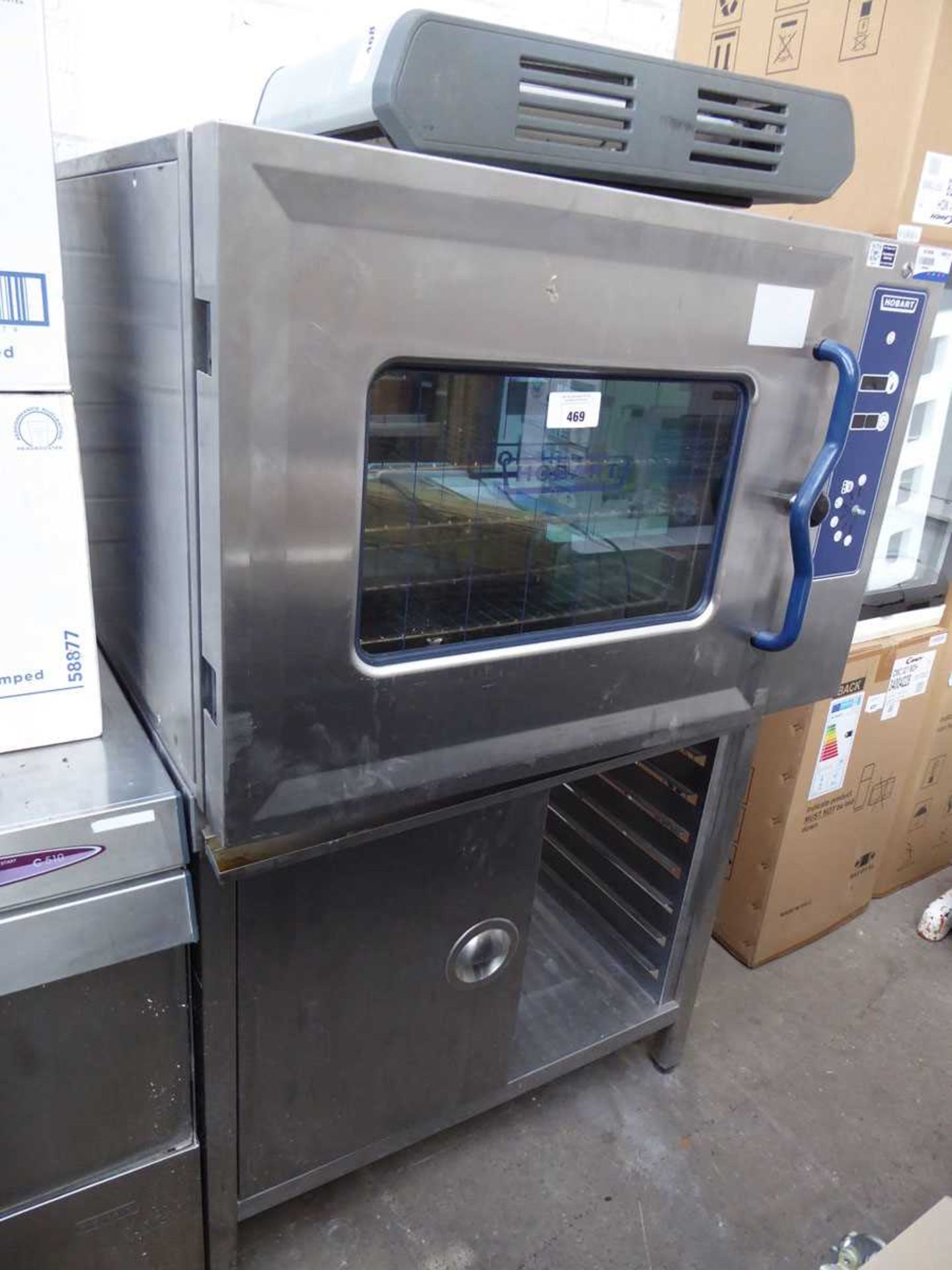 +VAT 90cm electric Hobart CSMUC0612LAE 6 grid combination oven on stand