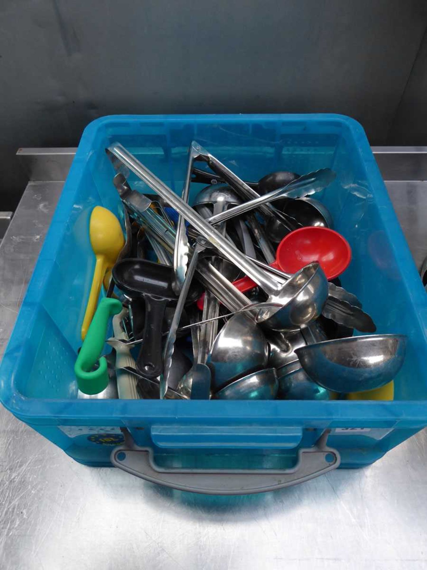 Tray of assorted chef's utensils