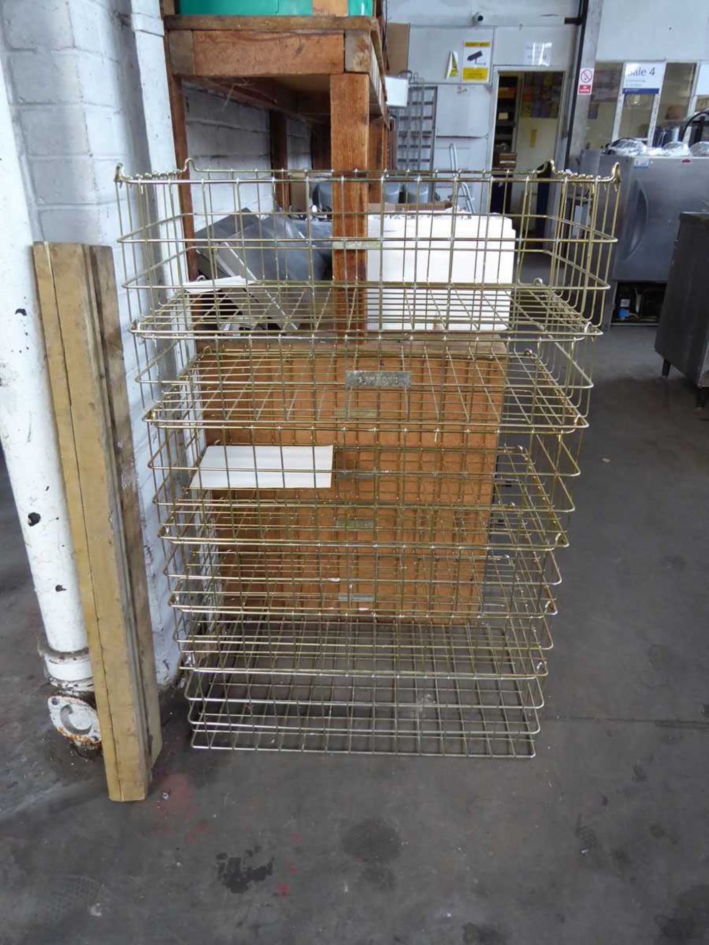 6 bakery-type wire stacking crates