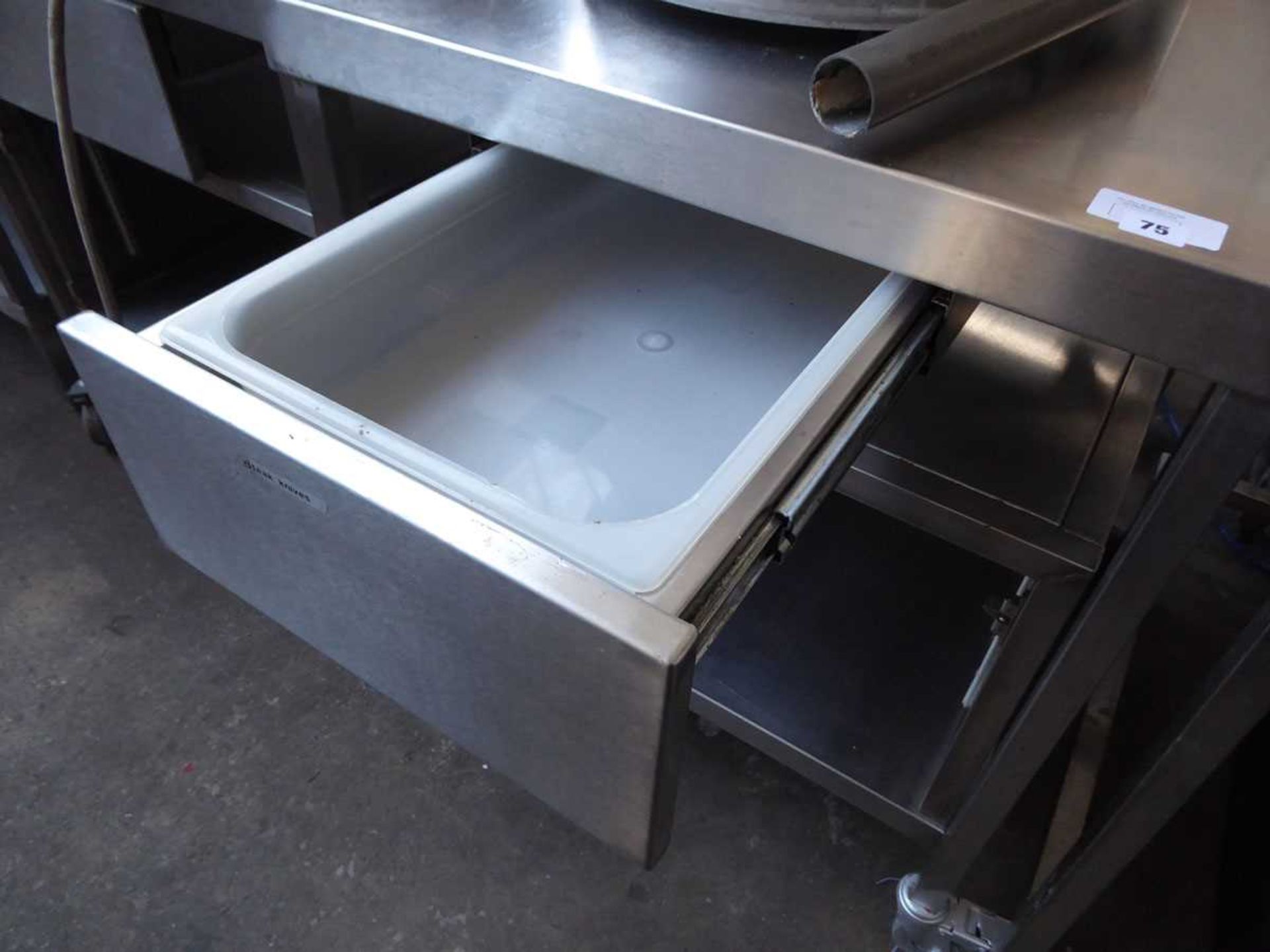+VAT 74cm stainless steel heavy duty mobile table with a shelf and drawer under - Image 2 of 2