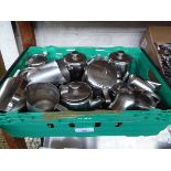 +VAT Tray containing assorted stainless steel teapots