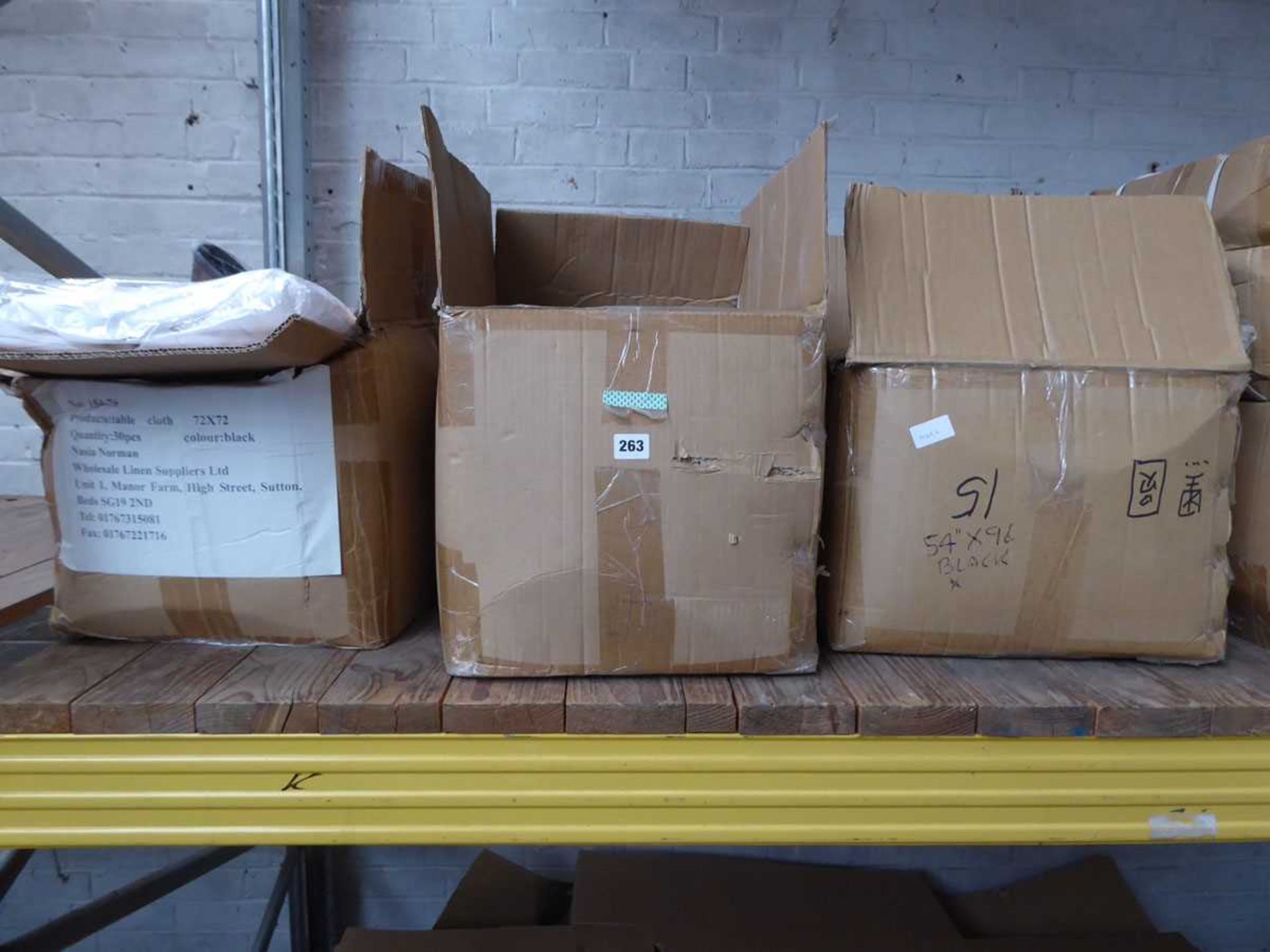 3 x large boxes containing mostly black table cloths in assorted sizes - Image 2 of 2