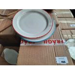 +VAT 3 x boxes of 6, 30cm multi colour rim dinner plates (18 in total)