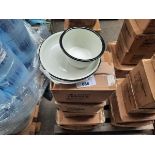 +VAT 2 x boxes of 16, 28cm enamel plates plus 2 x boxes of 16, 18cm diameter enamel side plates