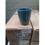 +VAT 2 boxes of 6 duck-egg blue speckled cups with no handles (12 in total)