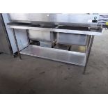 +VAT 185cm stainless steel double bowl sink unit with drainer and shelf under