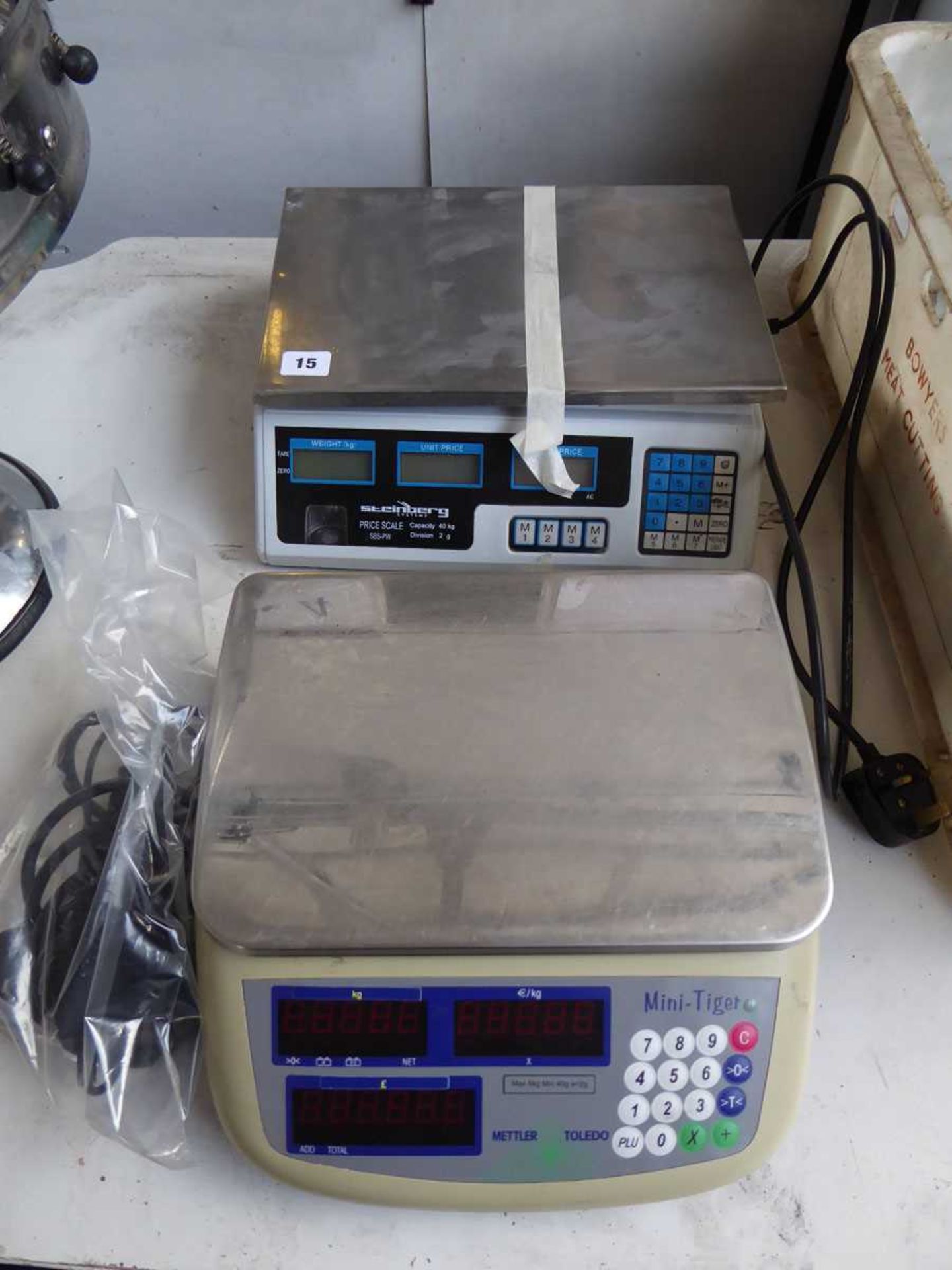 2 assorted digital weighing scales