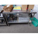 +VAT 120cm stainless steel preparation table with shelf under and attached can opener