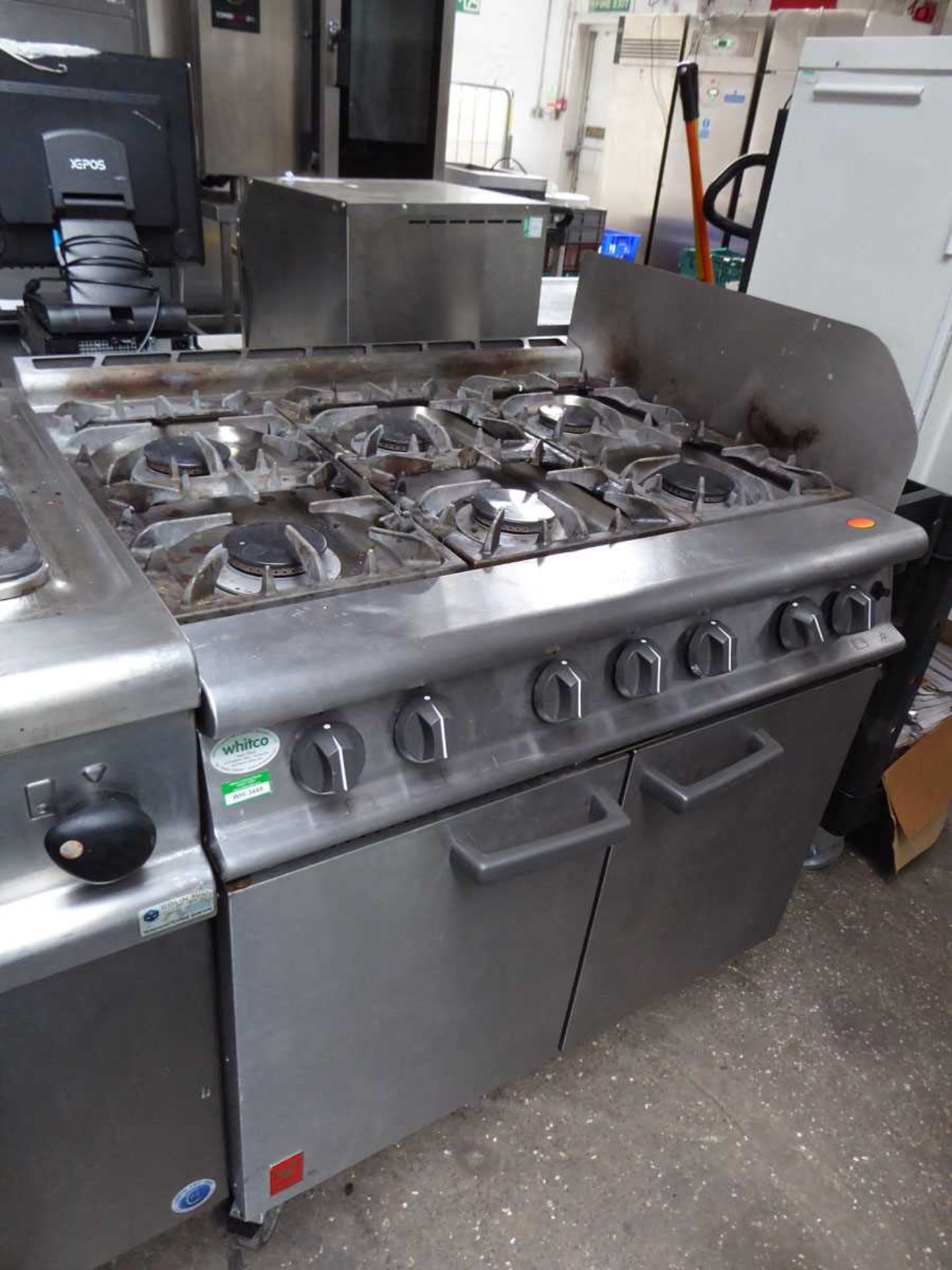 90cm gas Falcon 6 burner cooker with 2 door oven under