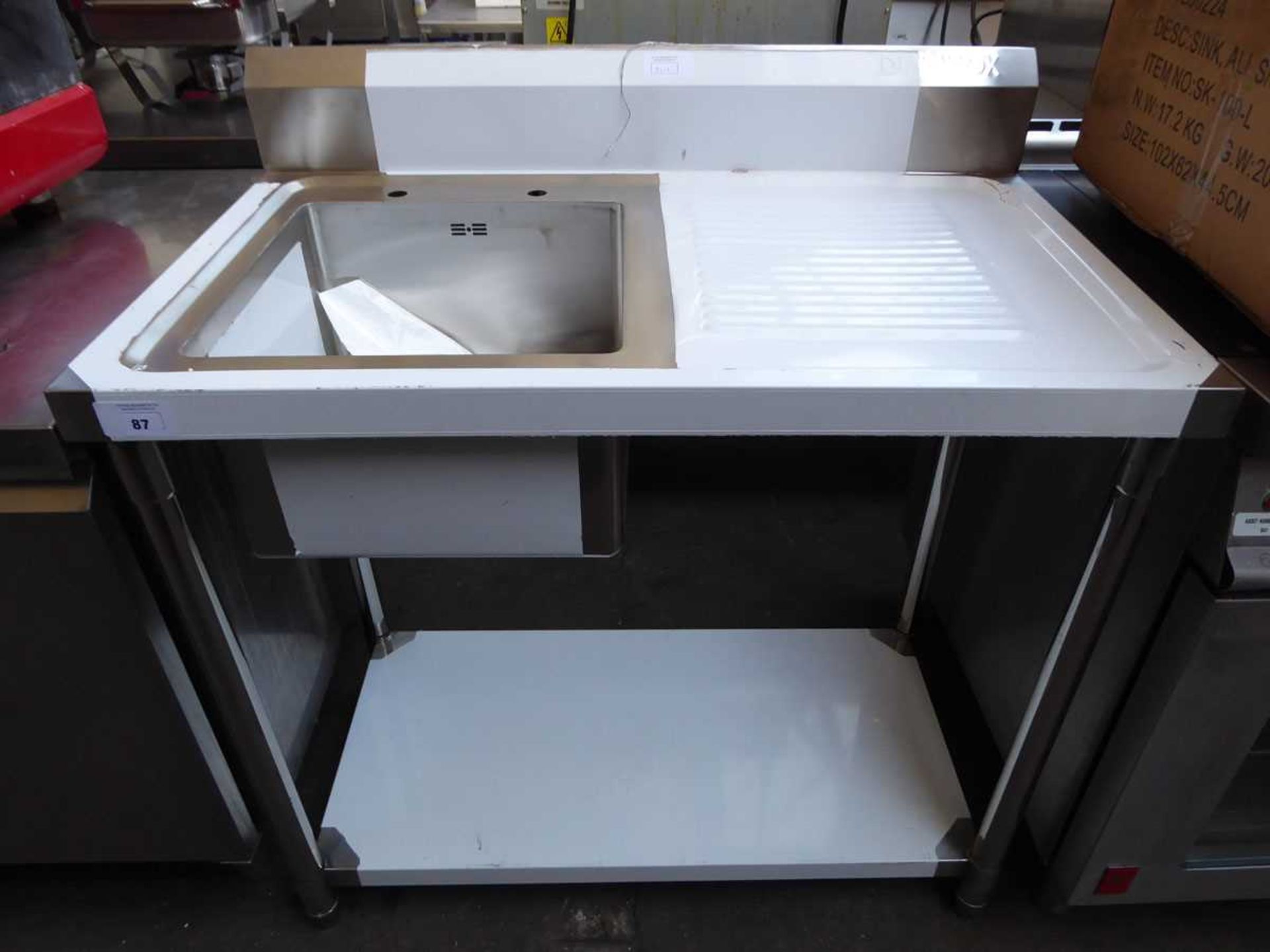 +VAT 100cm Diaminox single bowl sink unit with drainer (boxed)