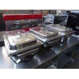 3 chafing dishes with bain-maries, lids and gel chafing fuel