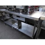 +VAT 176cm stainless steel preparation table with shelf and 2 drawers under