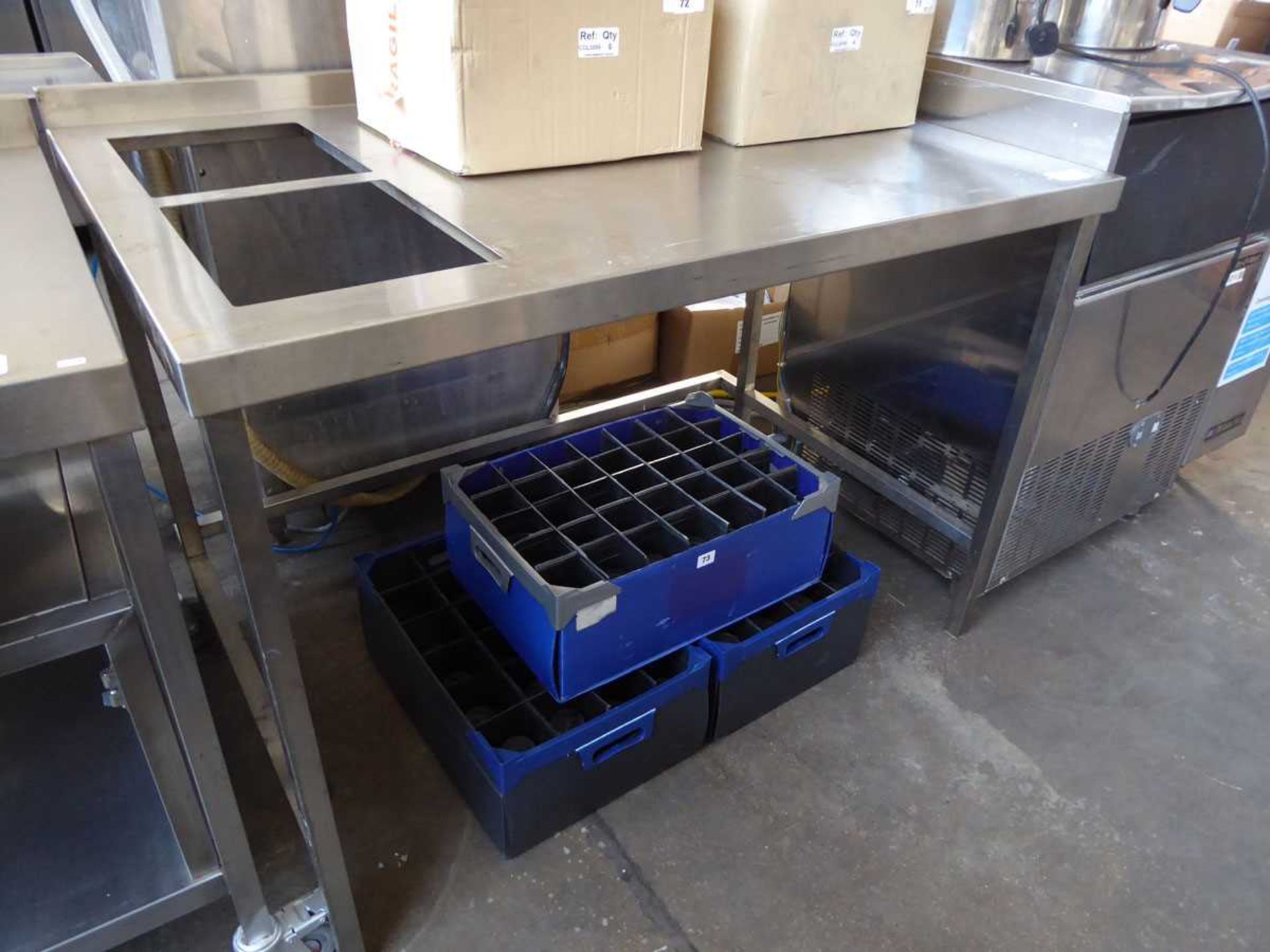 +VAT 122cm stainless steel preparation table with 2 cut outs to top