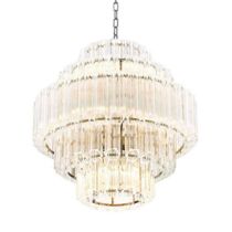 Interior Decor: a contemporary chandelier with eighteen spots, 230V E14, the six chromed tiers