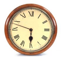 A Victorian wall clock, the enamelled face with Roman numerals, within a mahogany and brass bound