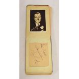 Autograph book containing signatures of around 30 or more celebrities (actors, writers, singers,