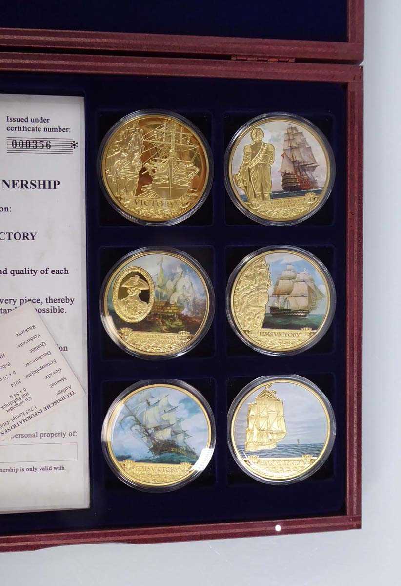 A set of five Datestamp Specimen Year set coins for 2021, a large gilt metal medallion commemorating - Image 5 of 6