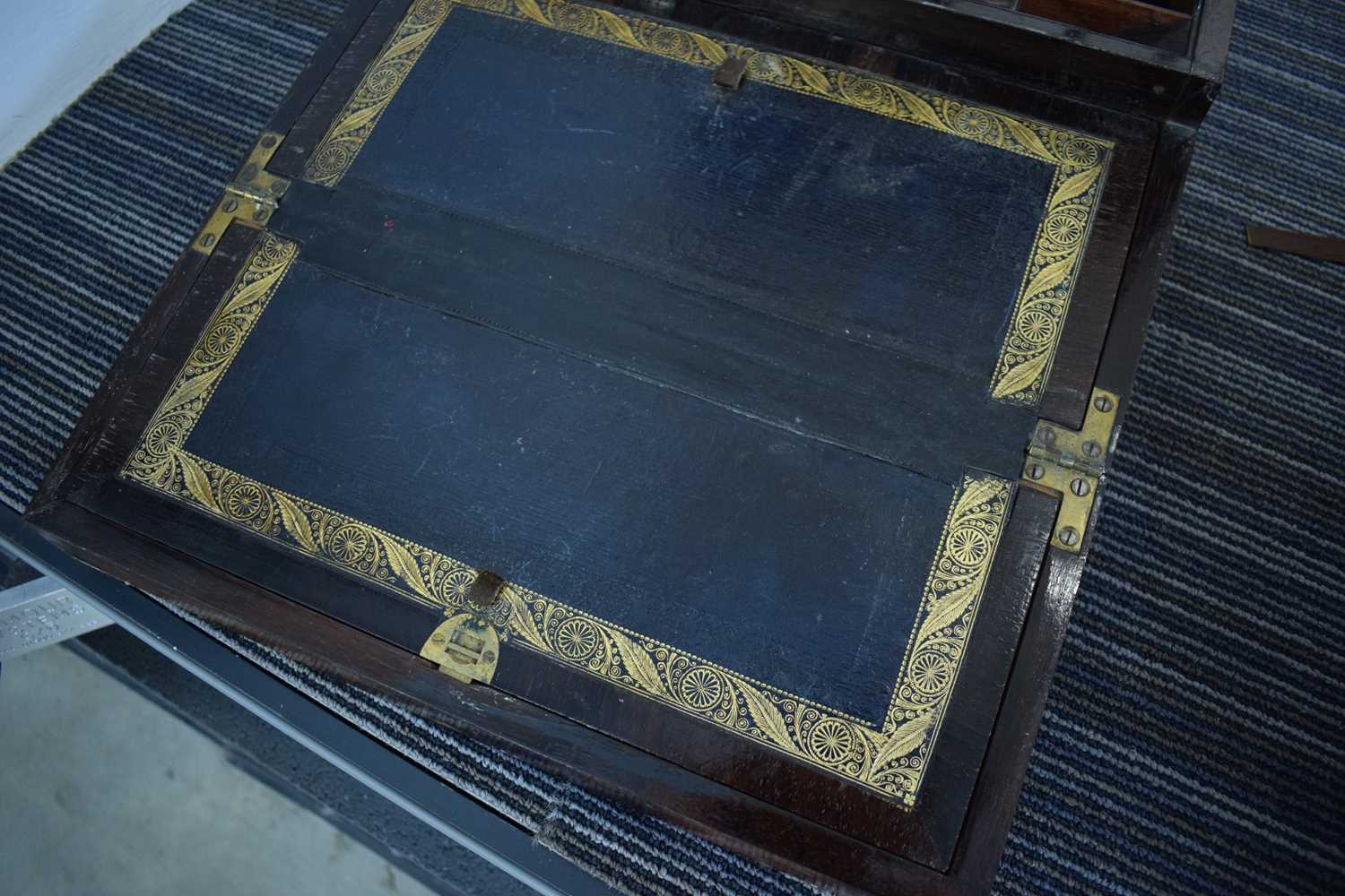 A Regency rosewood and brass mounted writing slope inscribed 'Theresa', 35 x 25 x 12 cm Some - Bild 12 aus 20