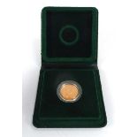 A Royal Mint proof sovereign dated 1980, cased