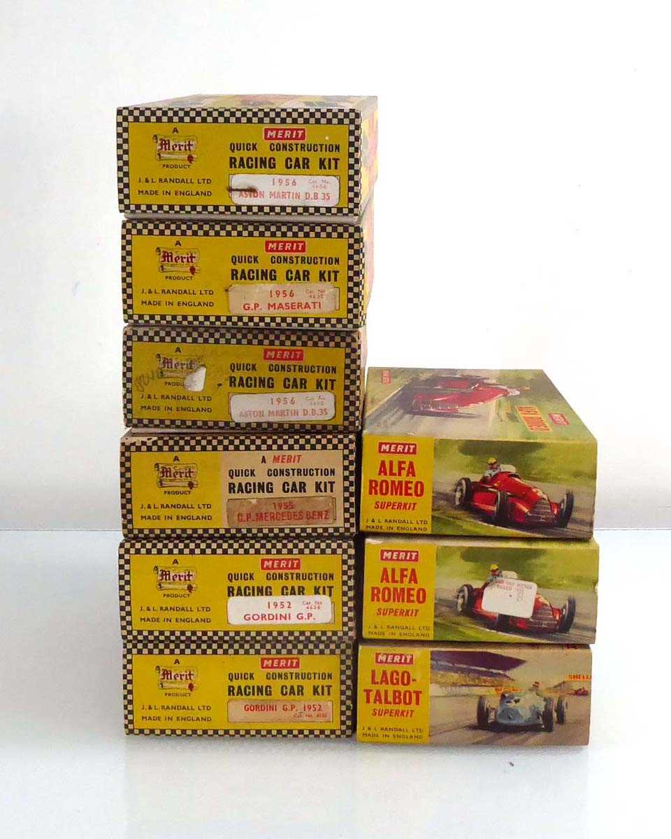 Nine Merit 1:24 scale plastic racing car kits including: Aston Martin DB35, GP Maserati, Gordini - Image 2 of 2