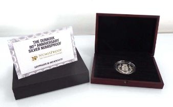 A Numisproof two ounce coloured silver coin commemorating the Dunkirk 80th Anniversary, cased