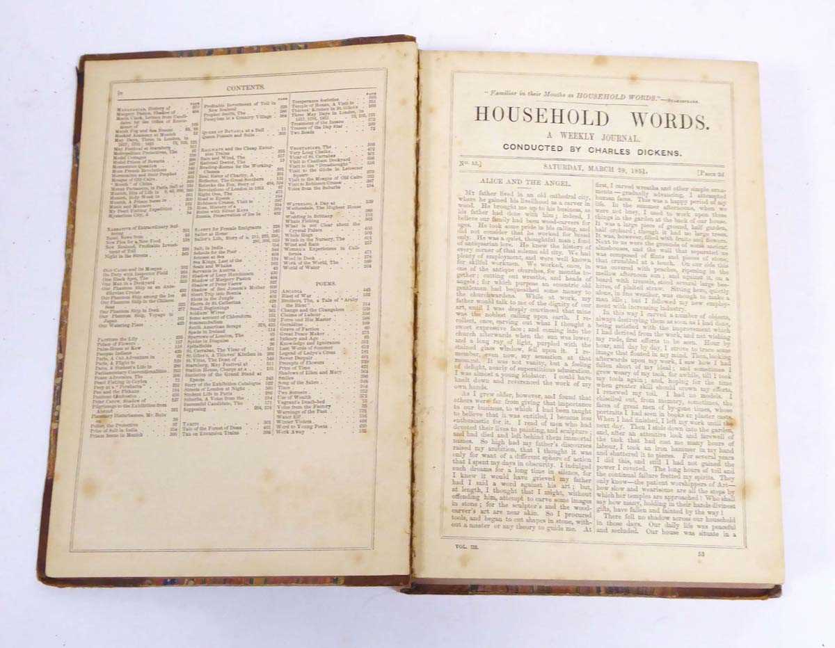 Household Words, a Weekly Journal conducted by Charles Dickens in three quarter leatherbound volumes - Image 3 of 3