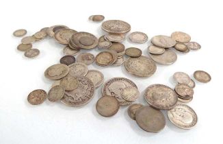 A group of British Victorian and later silver coinage including a florin, half crowns, shillings