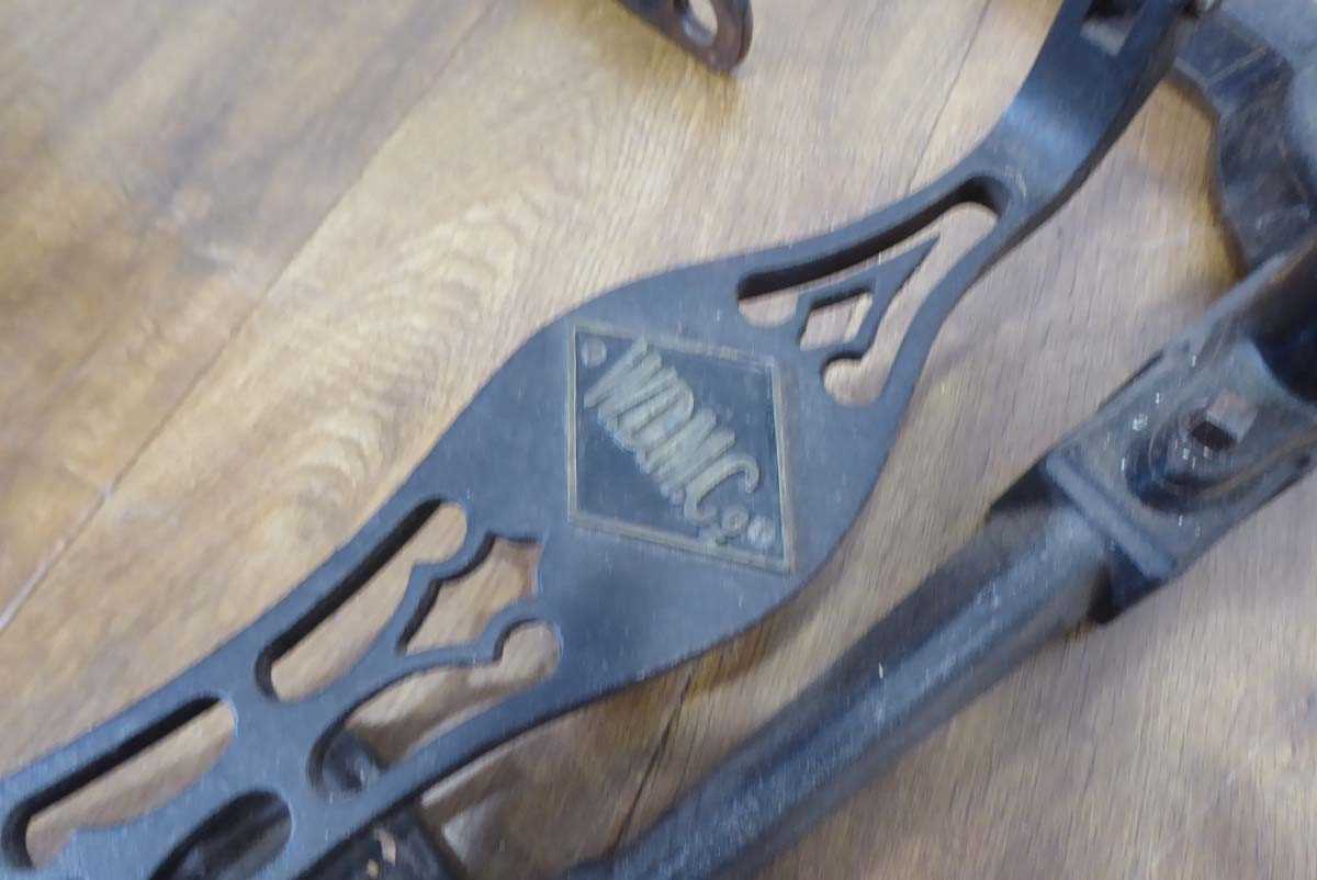 A 19th century cast metal reclining dentists' chair, a WDM Co. pedal operated drill and a rinsing - Image 7 of 14