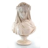 After Raffaelle Monti (1818-1881), a bust modelled as 'Veiled Vestal Virgin', h. 37 cm Some wear and