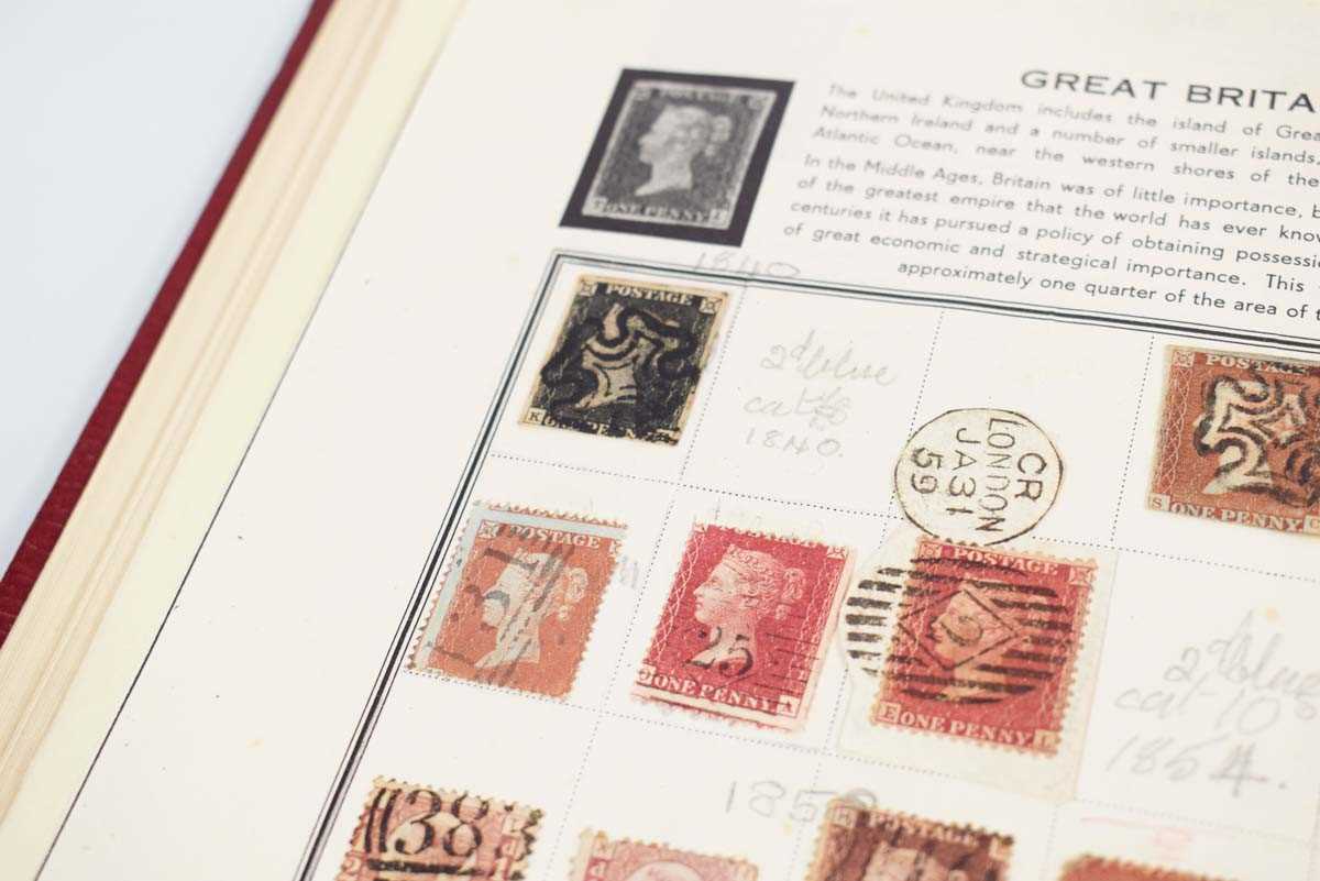 An album of Victorian and later stamps including three One Penny Reds, three Two Pence Blues, - Image 2 of 3