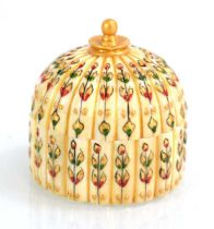 A Meenkari enamelled bone dome topped container