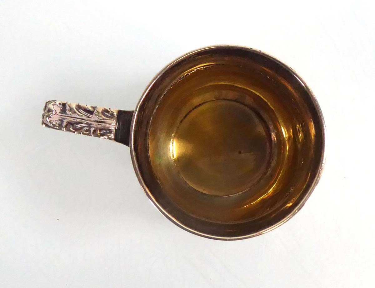 A George III silver and parcel gilt Christening mug with foliate scrolled decoration, maker RE EB, - Image 3 of 3