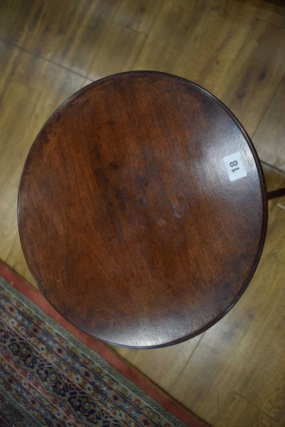 A 19th century mahogany wine table, the circular surface on a turned column and tripod legs, di. - Image 2 of 9