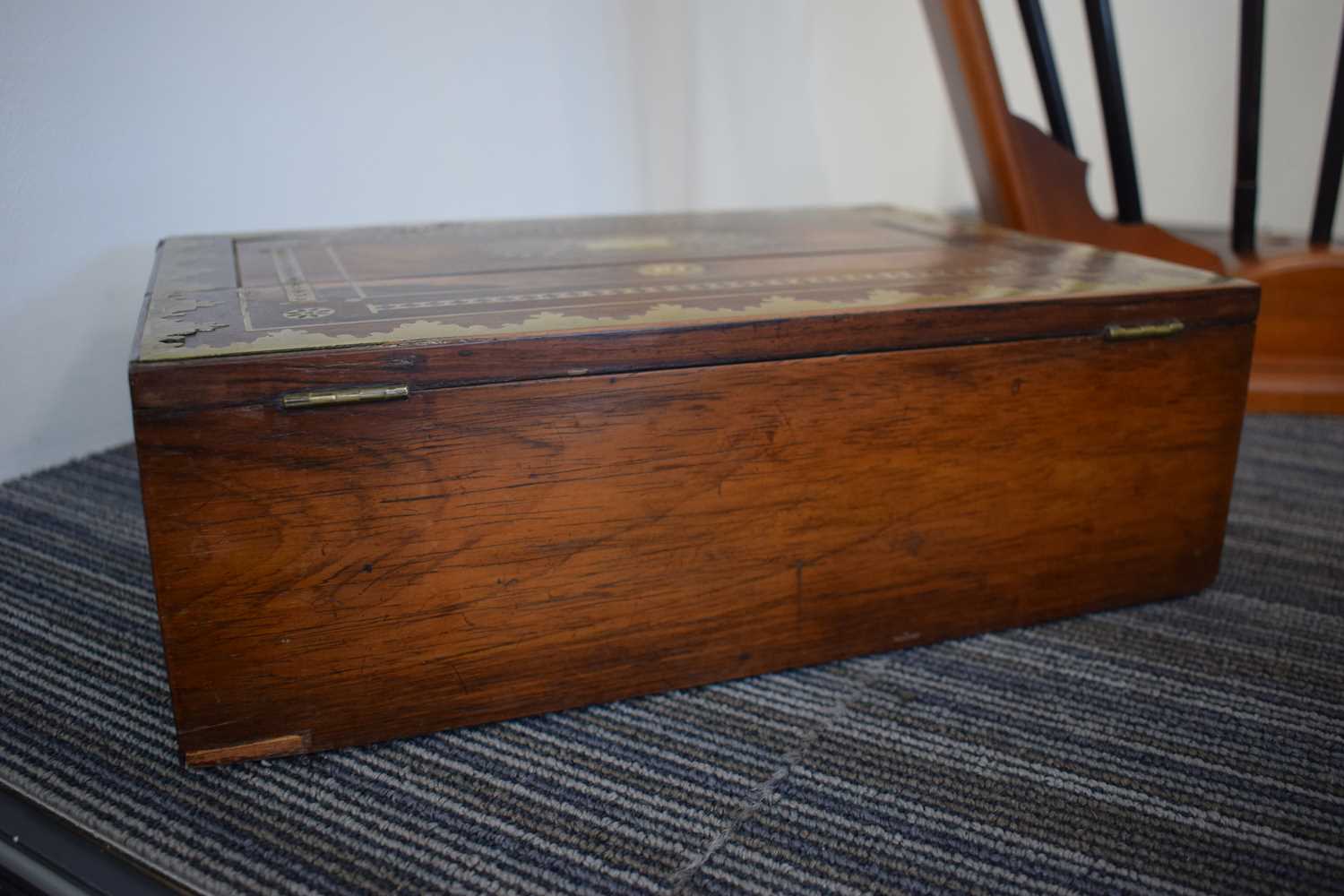 A Regency rosewood and brass mounted writing slope inscribed 'Theresa', 35 x 25 x 12 cm Some - Bild 18 aus 20