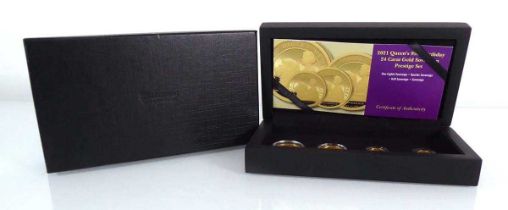 A Hattons 4-coin set commemorating Queen Elizabeth II's 95th Birthday comprising a sovereign, half