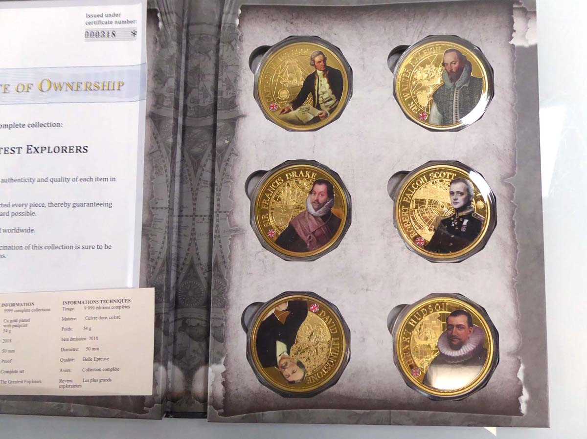 A set of five Datestamp Specimen Year set coins for 2021, a large gilt metal medallion commemorating - Image 2 of 6