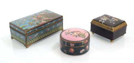 A group of three 20th century cloisonné boxes (3) The largest box and the circular box are both in