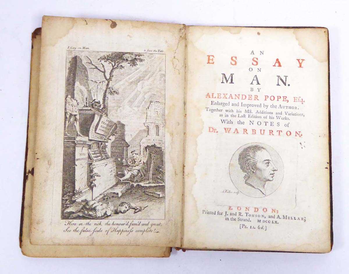 An Essay on Man by Alexander Pope. (J and R Tonson, 1760). Leather bound edition of Pope's work,